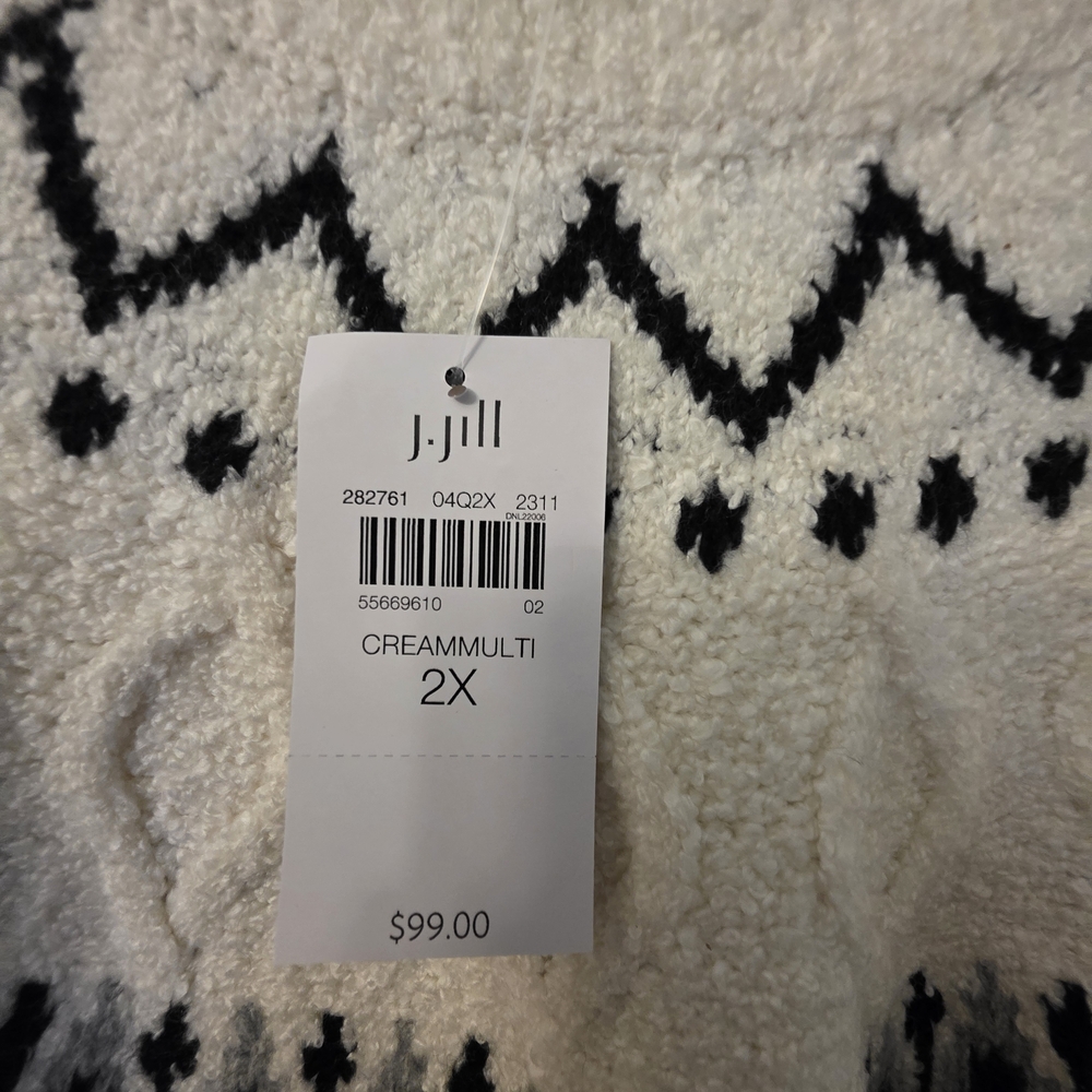 J. Jill Ivory and Black Patterned Sweater - Picture 2 of 2